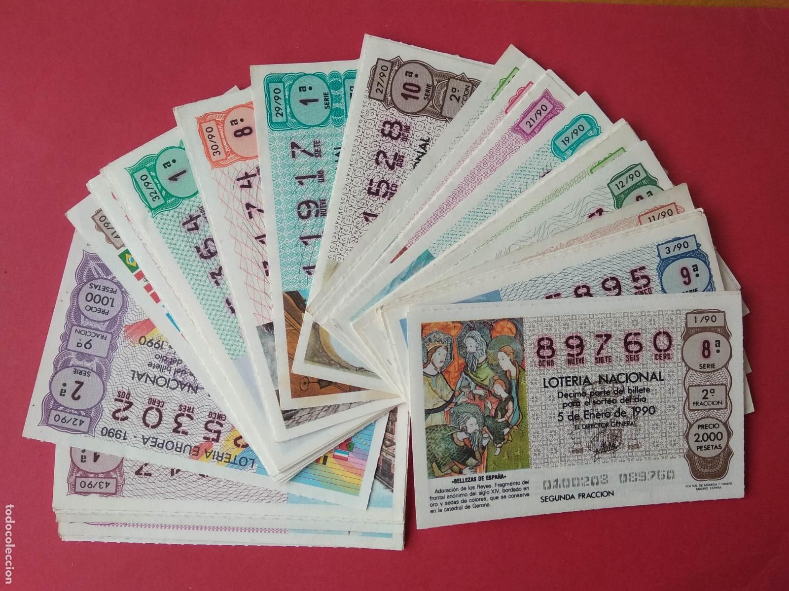 Nationale spanische Lotterie: LOTERIA NACIONAL A&Ntilde;O 1990 COMPLETO , 51 DECIMOS