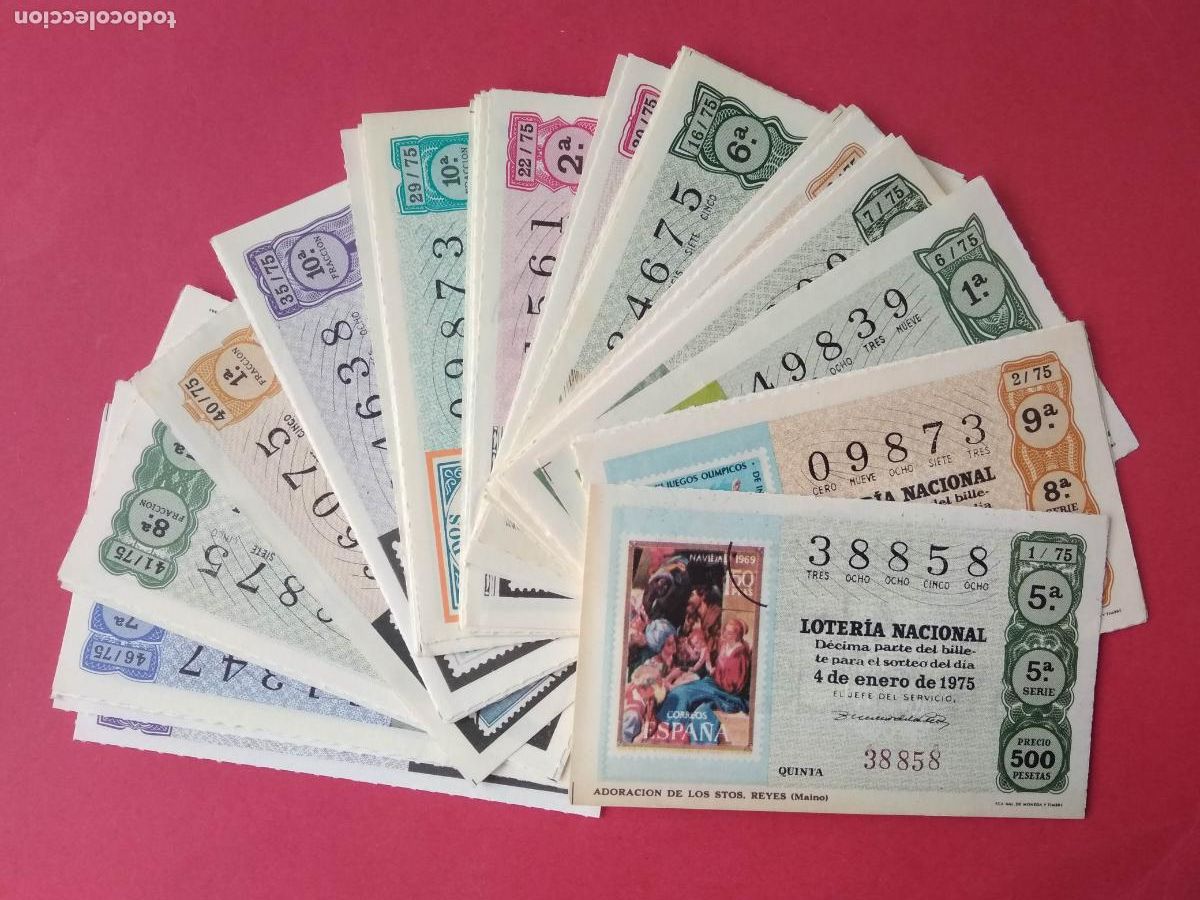 Nationale spanische Lotterie: LOTERIA NACIONAL A&Ntilde;O 1975 COMPLETO