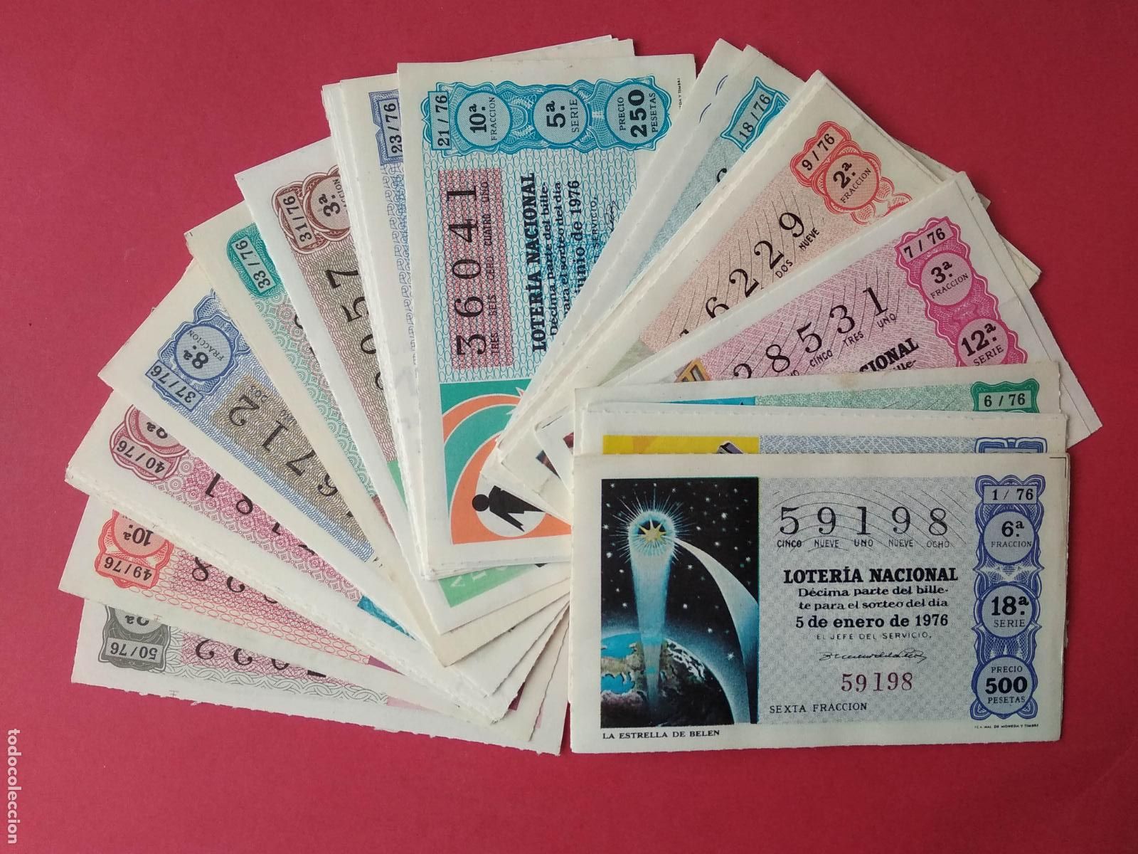 Nationale spanische Lotterie: LOTERIA NACIONAL A&Ntilde;O 1976 COMPLETO