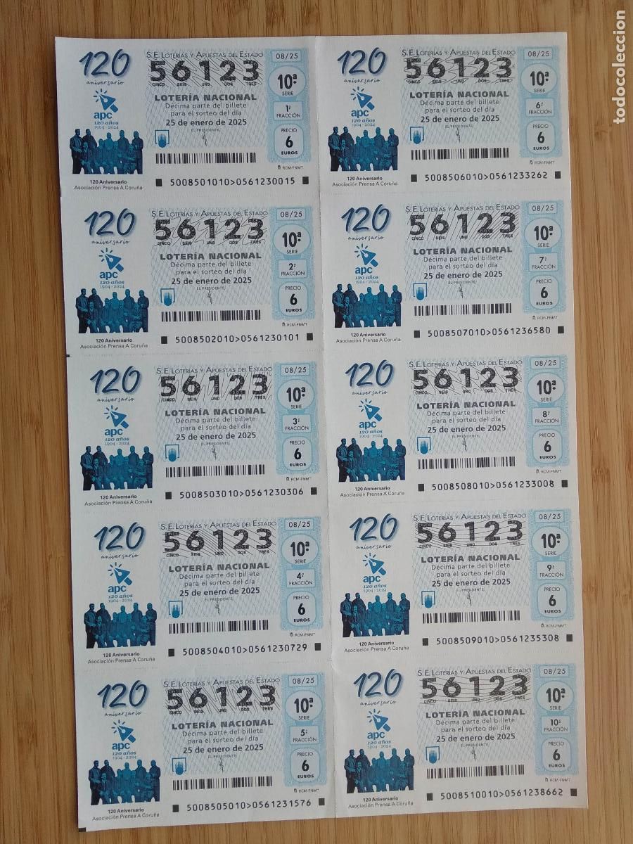 Loterie Nationale: BILLETE COMPLETO DE LOTERIA NACIONAL DE LOS SABADOS A&Ntilde;O 2025 SORTEO N&ordm; 8