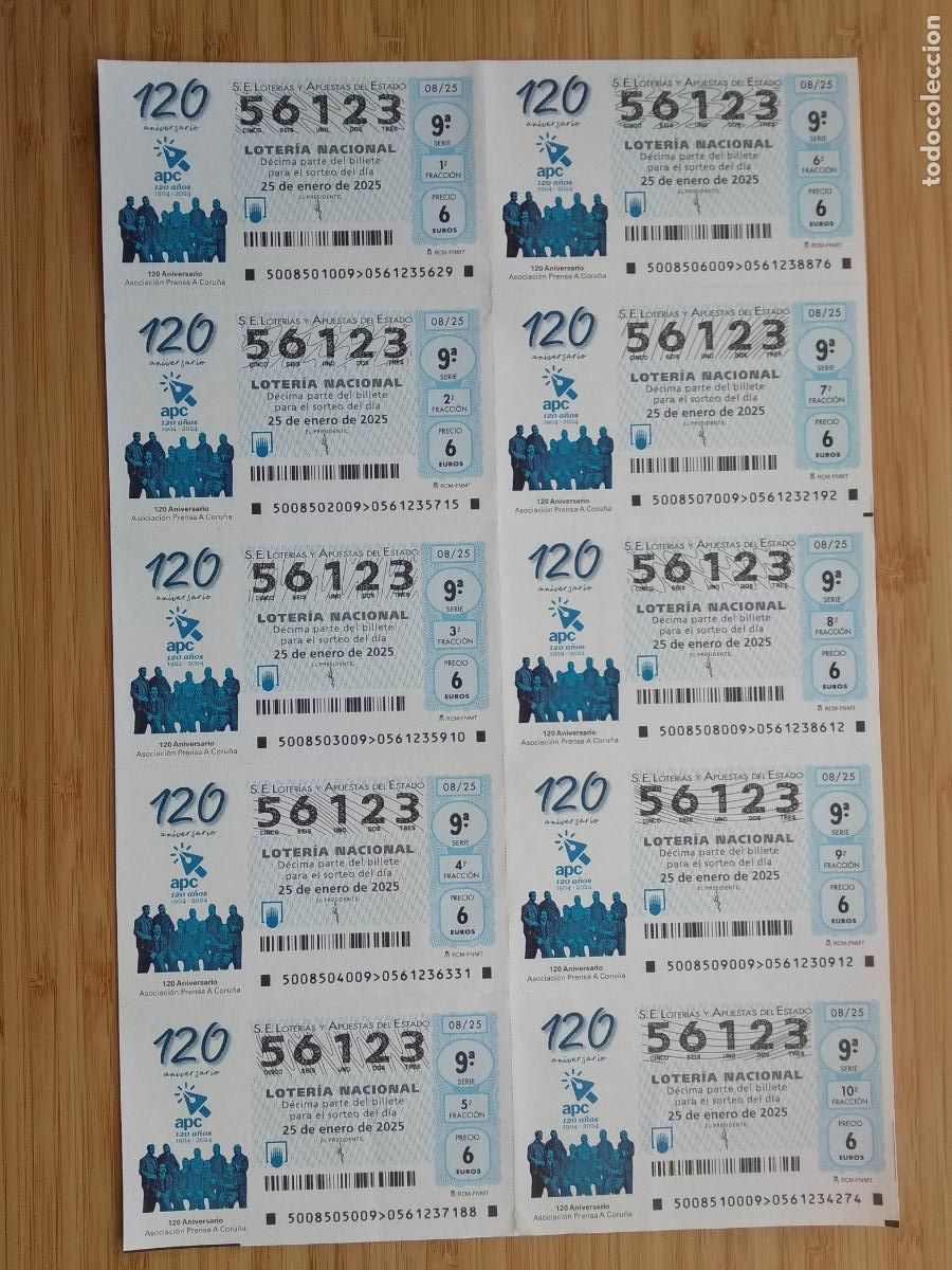 Loterie Nationale: BILLETE COMPLETO DE LOTERIA NACIONAL DE LOS SABADOS A&Ntilde;O 2025 SORTEO N&ordm; 8