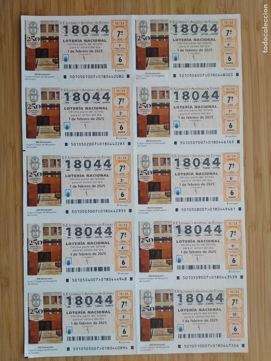 Loterie Nationale: BILLETE COMPLETO DE LOTERIA NACIONAL DE LOS SABADOS A&Ntilde;O 2025 SORTEO N&ordm; 10
