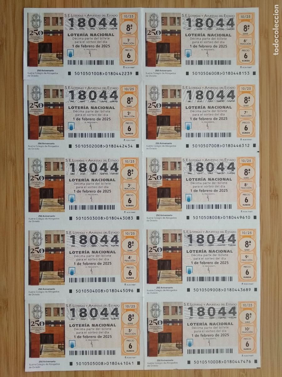 Loterie Nationale: BILLETE COMPLETO DE LOTERIA NACIONAL DE LOS SABADOS A&Ntilde;O 2025 SORTEO N&ordm; 10