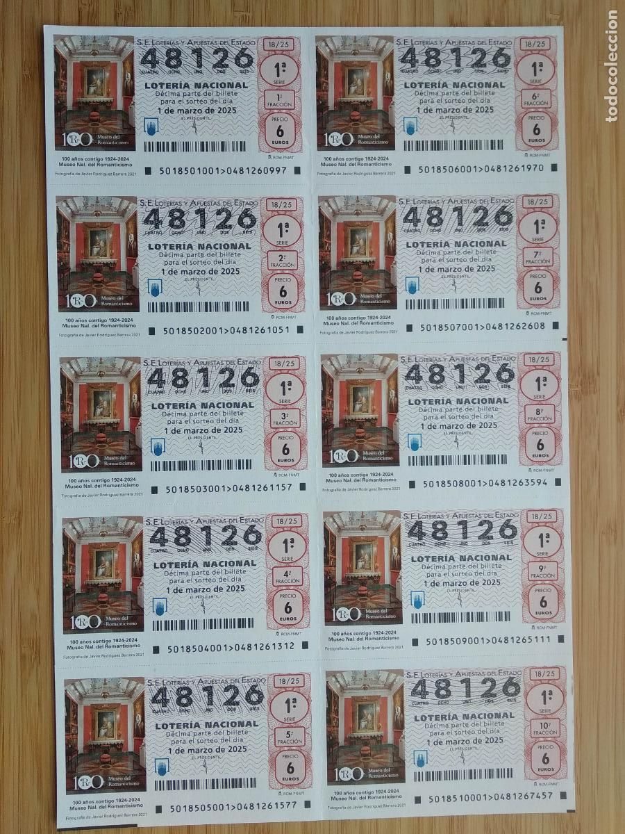 Loterie Nationale: BILLETE COMPLETO DE LOTERIA NACIONAL DE LOS SABADOS A&Ntilde;O 2025 SORTEO N&ordm; 18