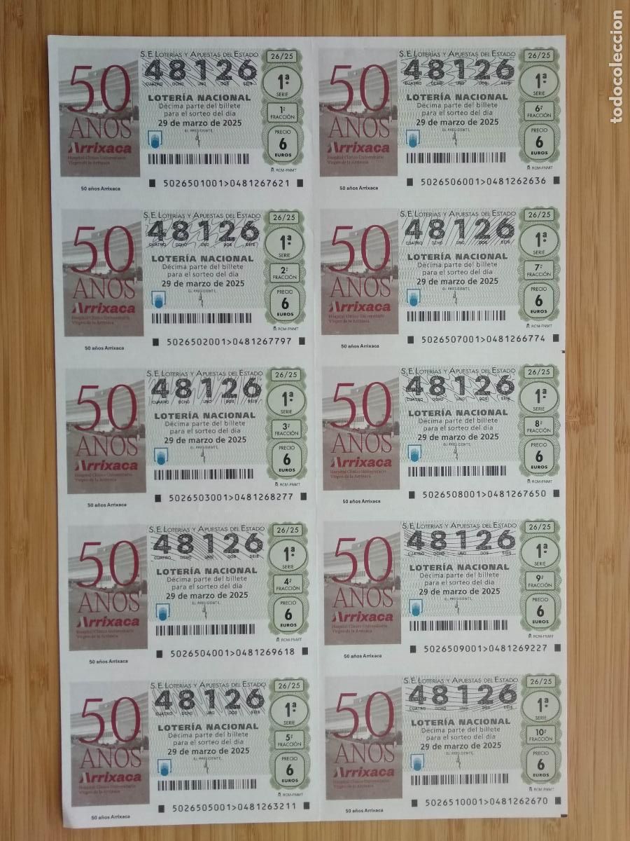 Loterie Nationale: BILLETE COMPLETO DE LOTERIA NACIONAL DE LOS SABADOS A&Ntilde;O 2025 SORTEO N&ordm; 26