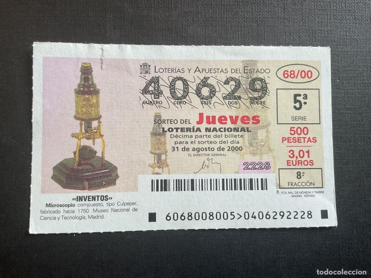 Loterie Nationale: DECIMO LOTERIA JUEVES N&ordm; 40629 SORTEO 68 A&Ntilde;O 2000