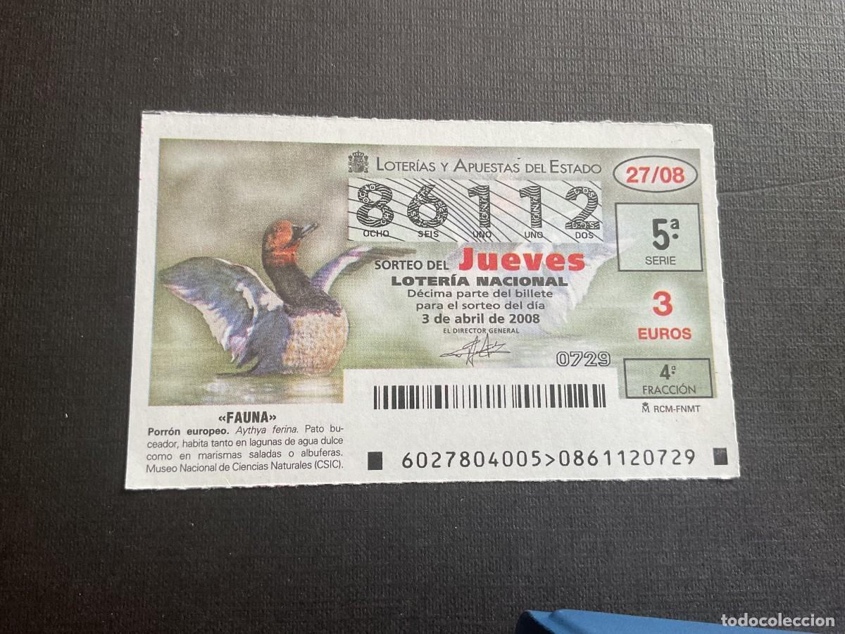 Lotaria Nacional: DECIMO LOTERIA JUEVES N&ordm; 86112 SORTEO 27 A&Ntilde;O 2008