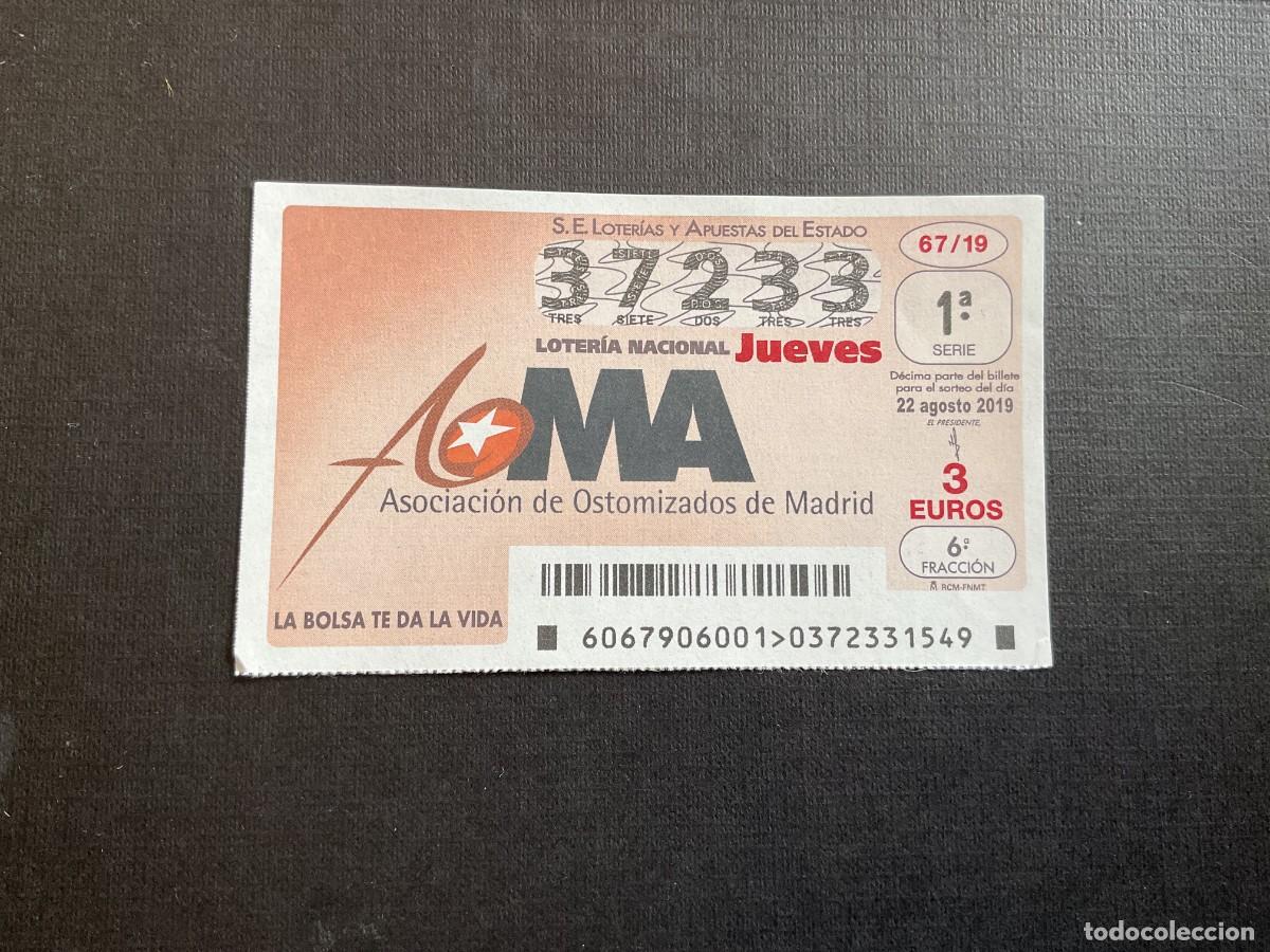 National Spanish Lottery: DECIMO LOTERIA JUEVES N&ordm; 37233 SORTEO 61 A&Ntilde;O 2019