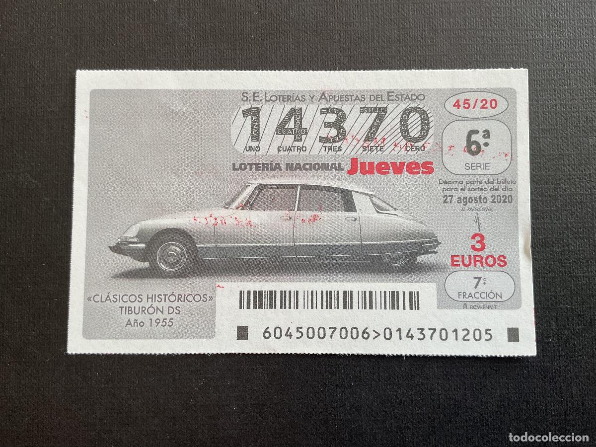 National Spanish Lottery: DECIMO LOTERIA JUEVES N&ordm; 14370 SORTEO 45 A&Ntilde;O 2020