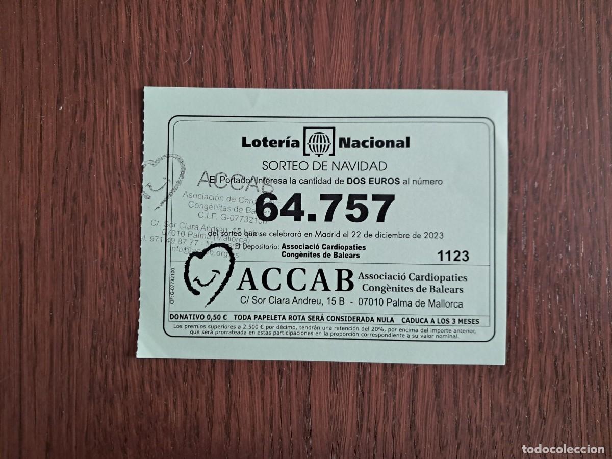National Spanish Lottery: participaci&oacute;n de loter&iacute;a de navidad, 22-12-23, Accab, Palma de Mallorca.