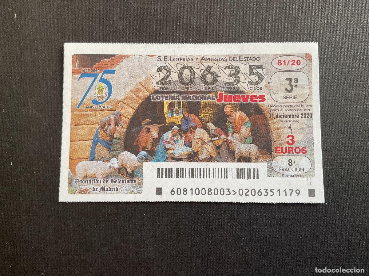 National Spanish Lottery: DECIMO LOTERIA JUEVES N&ordm; 20635 SORTEO 81 A&Ntilde;O 2020.