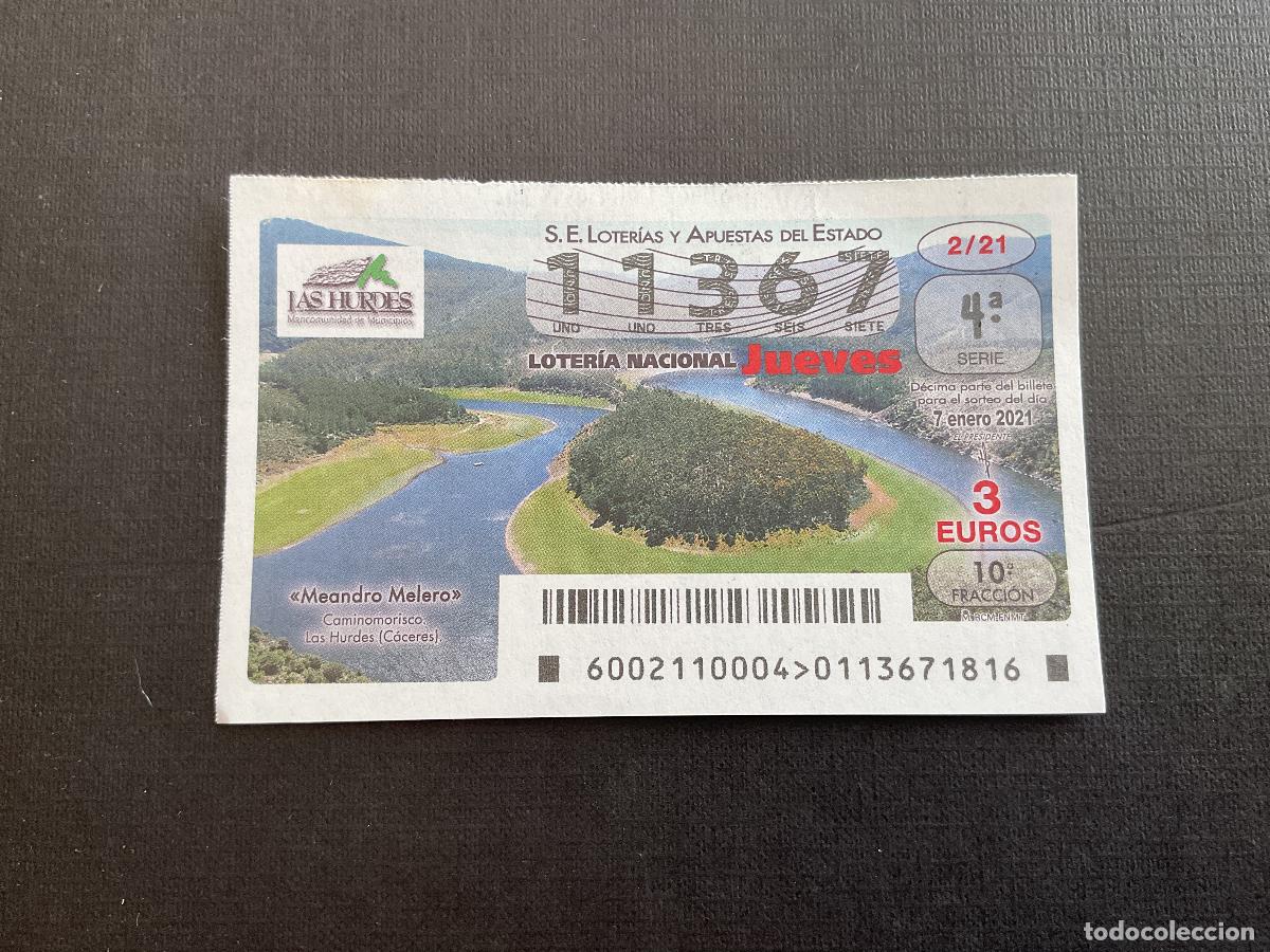National Spanish Lottery: DECIMO LOTERIA JUEVES N&ordm; 11367 SORTEO 02 A&Ntilde;O 2021
