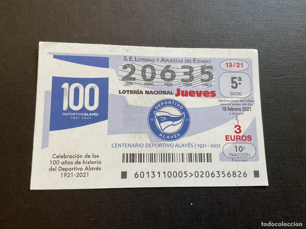 National Spanish Lottery: DECIMO LOTERIA JUEVES N&ordm; 20635 SORTEO 13 A&Ntilde;O 2021