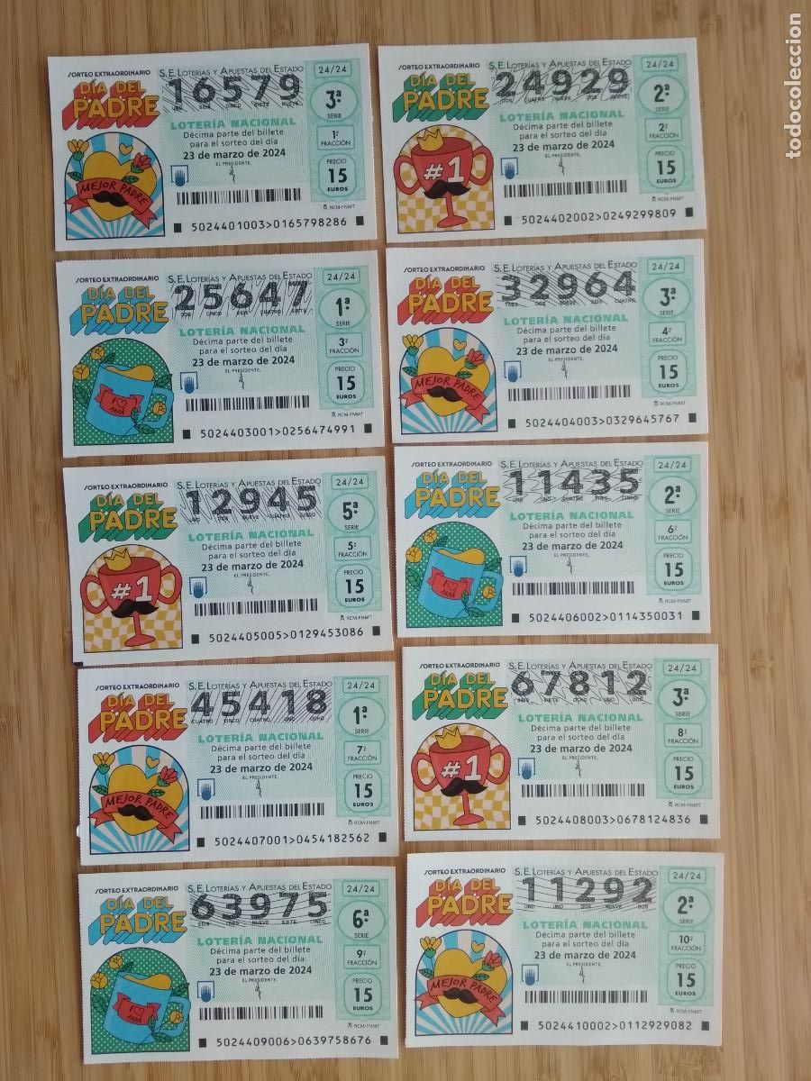 National Spanish Lottery: LOTERIA NACIONAL A&Ntilde;O 2024 SORTEO N&ordm; 24 , 10 DECIMOS , EXTRAORDINARIO DIA DEL PADRE