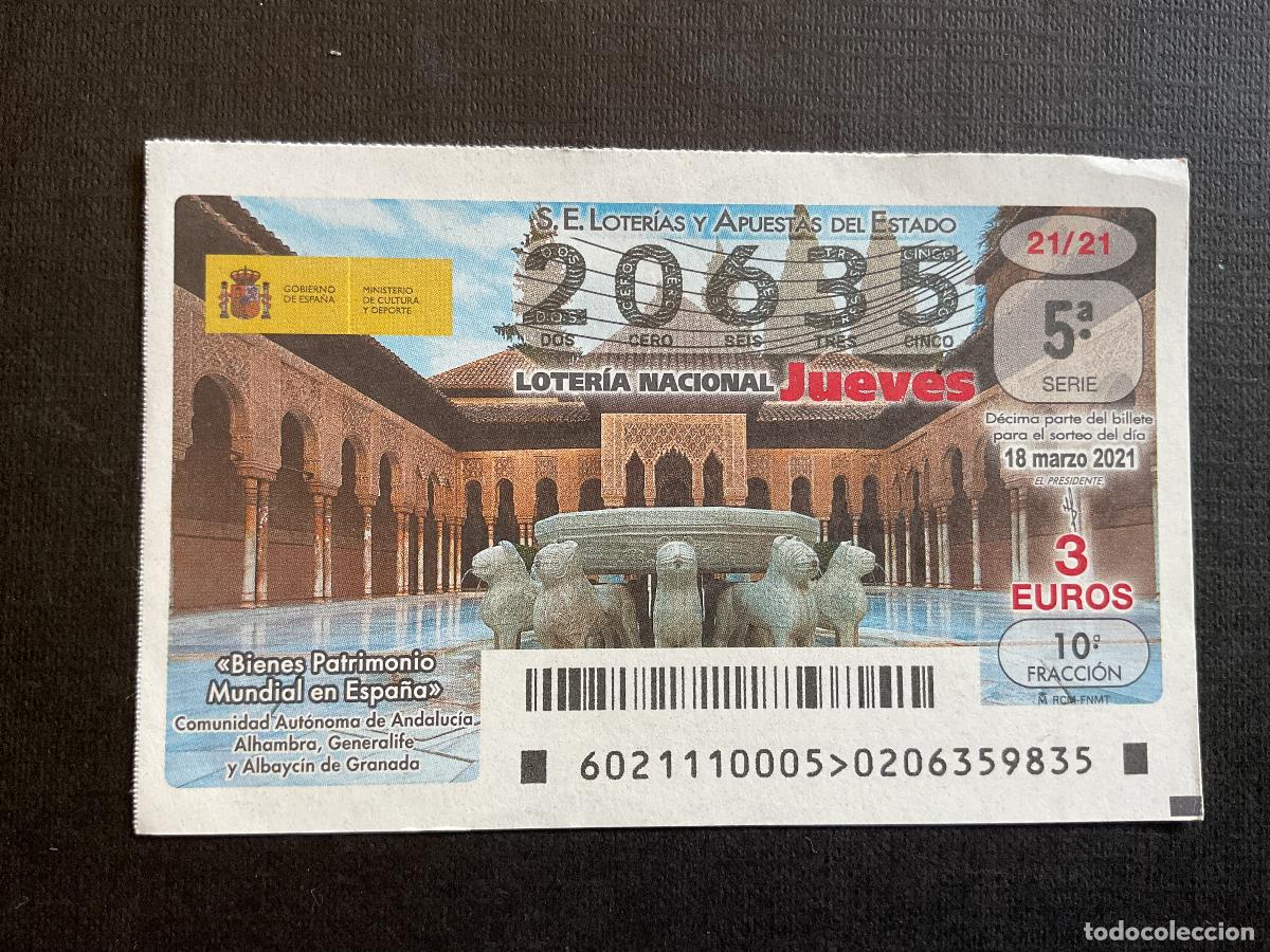 Nationale spanische Lotterie: DECIMO LOTERIA JUEVES N&ordm; 20635 SORTEO 21 A&Ntilde;O 2021