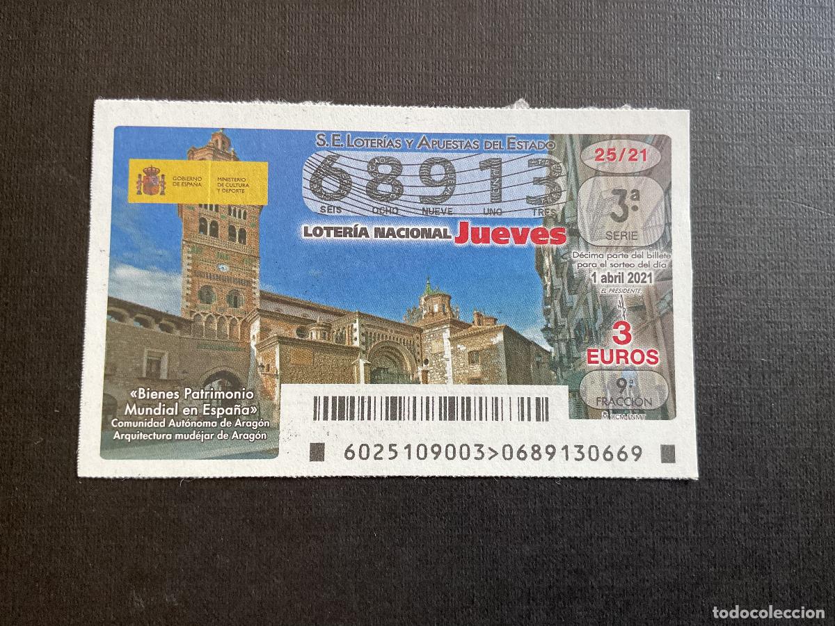 Nationale spanische Lotterie: DECIMO LOTERIA JUEVES N&ordm; 68913 SORTEO 25 A&Ntilde;O 2021