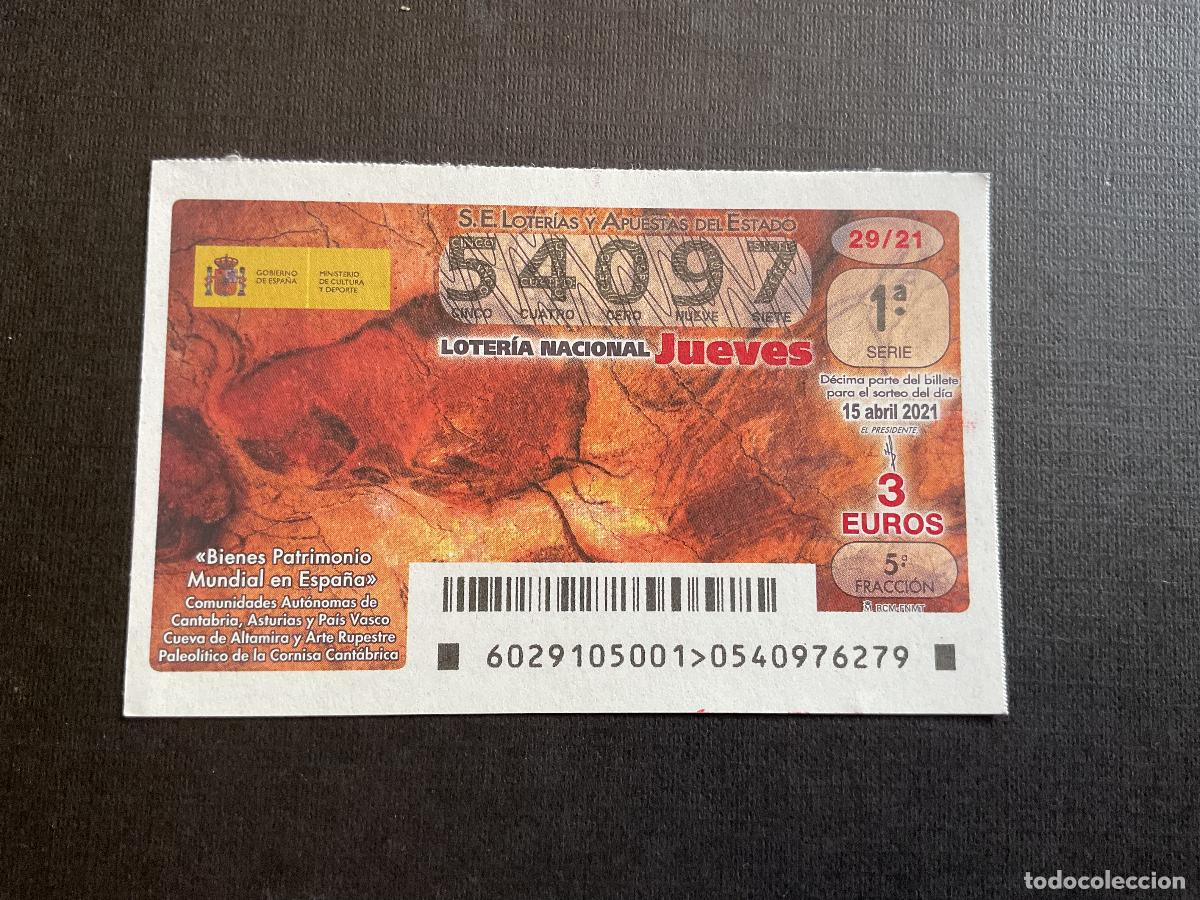 Nationale spanische Lotterie: DECIMO LOTERIA JUEVES N&ordm; 54097SORTEO 29 A&Ntilde;O 2021
