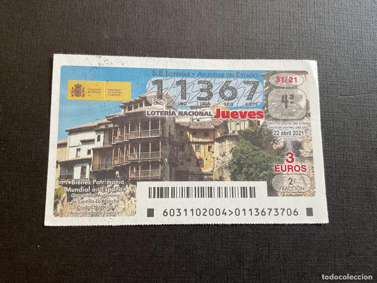 Nationale spanische Lotterie: DECIMO LOTERIA JUEVES N&ordm; 11367 SORTEO 31 A&Ntilde;O 2021