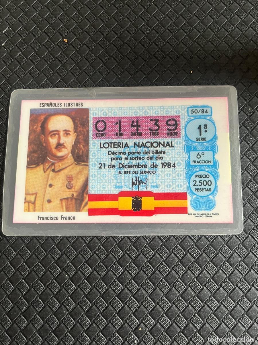 National Spanish Lottery: Loter&iacute;a Franco plastificada 1984