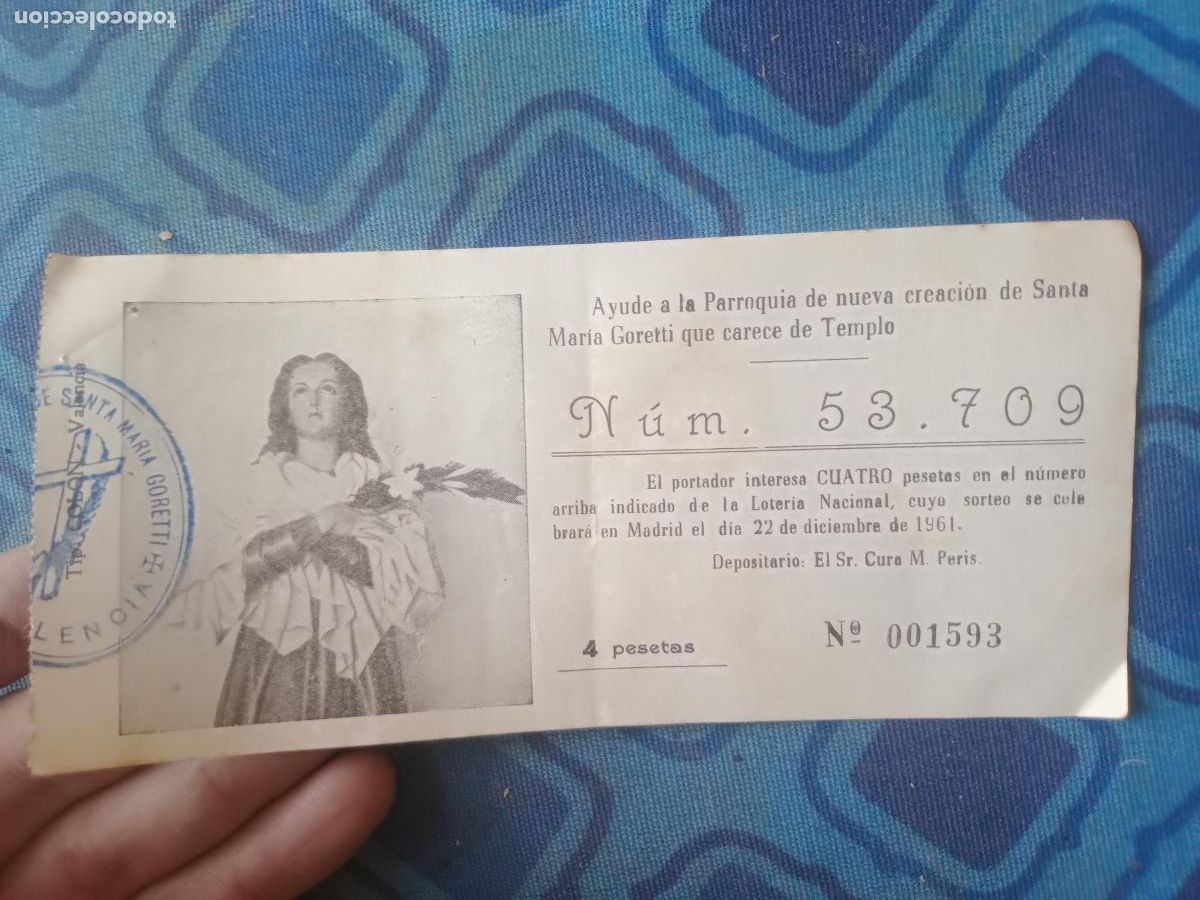 Lotaria Nacional: Santa Mar&iacute;a Goretti 1961 Participaci&oacute;n de loter&iacute;a