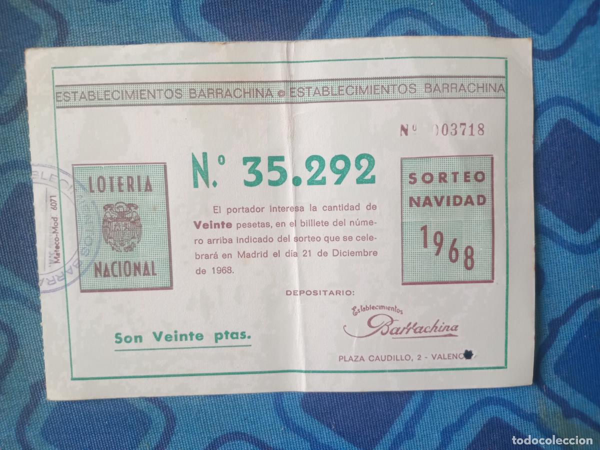 Lotaria Nacional: Valencia. Barrachina. Participaci&oacute;n de loter&iacute;a de 1968