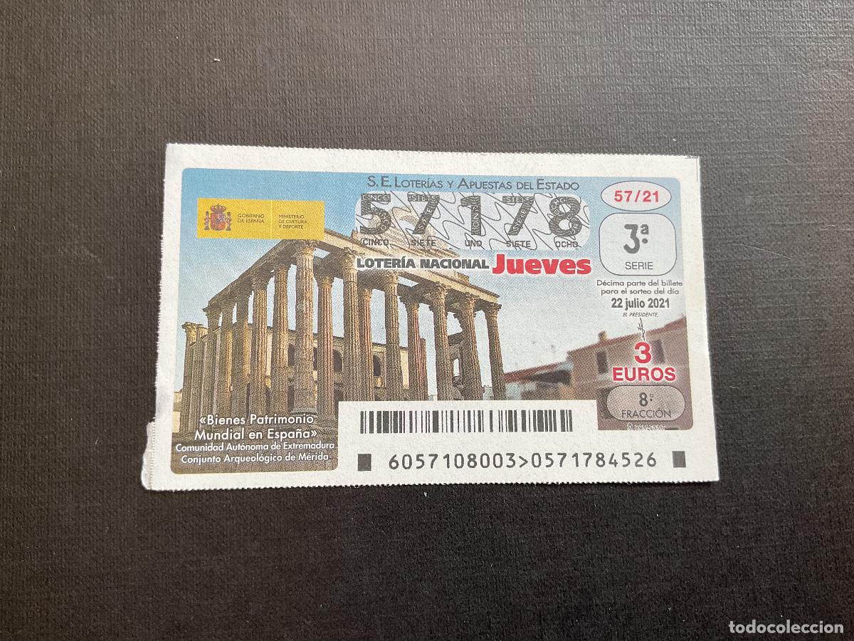 Loterie Nationale: DECIMO LOTERIA JUEVES N&ordm; 57178 SORTEO 57 A&Ntilde;O 2021