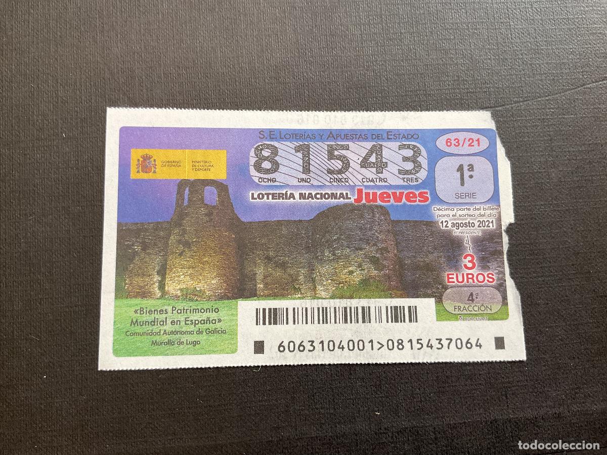 Loterie Nationale: DECIMO LOTERIA JUEVES N&ordm; 81543 SORTEO 63 A&Ntilde;O 2021. ROTO LATERAL
