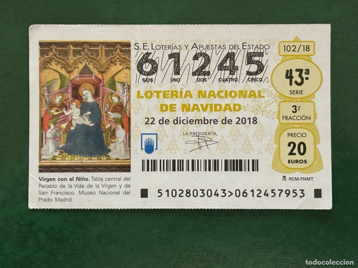 Loterie Nationale: LOTERIA NACIONAL. SORTEO 102/18 22-12-2018. NAVIDAD. N&ordm; 61245 . ADMON. 1 UBEDA. CRISTO HUMILDAD