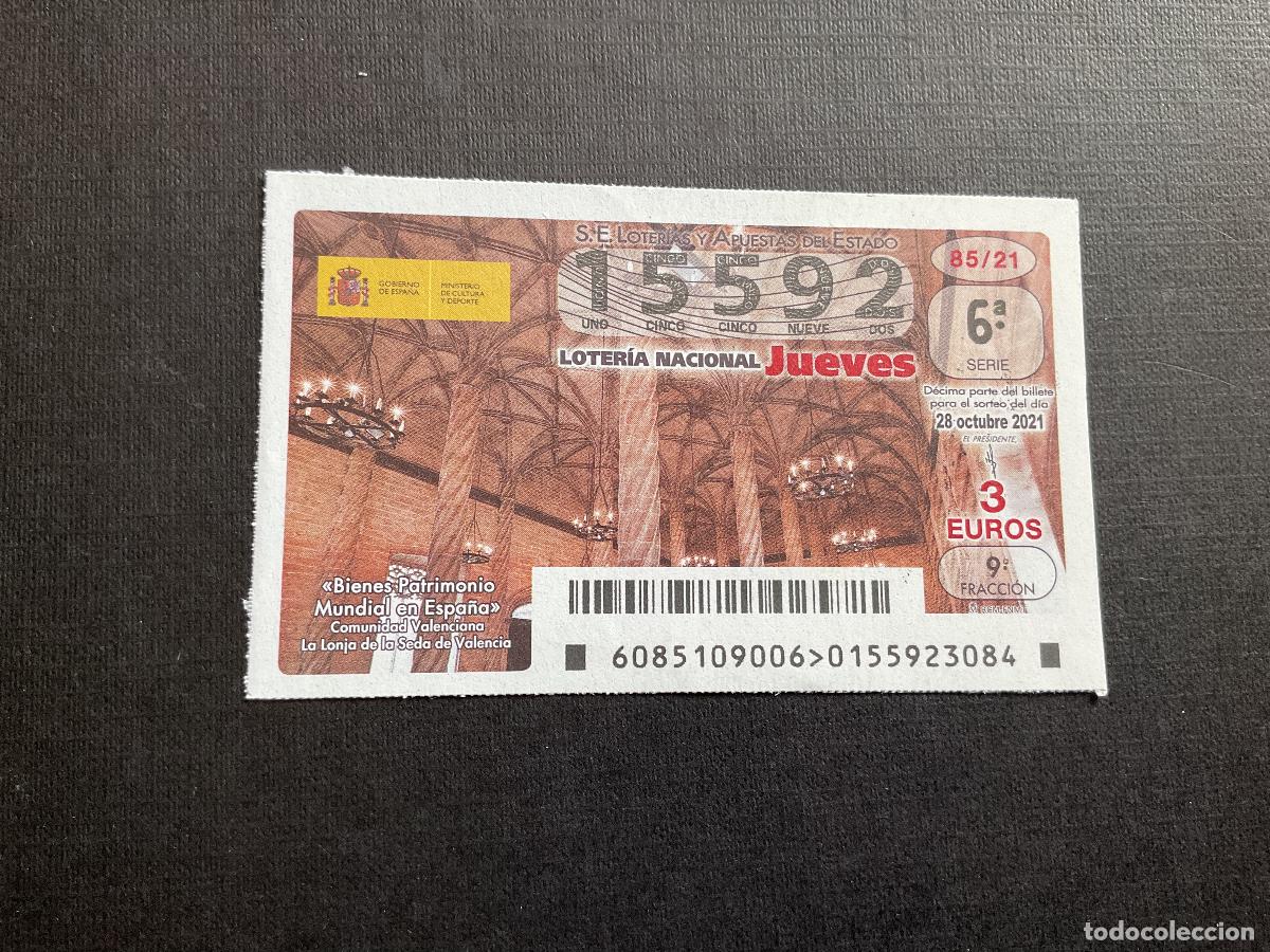 National Spanish Lottery: DECIMO LOTERIA JUEVES N&ordm; 15592 SORTEO 85 A&Ntilde;O 2021