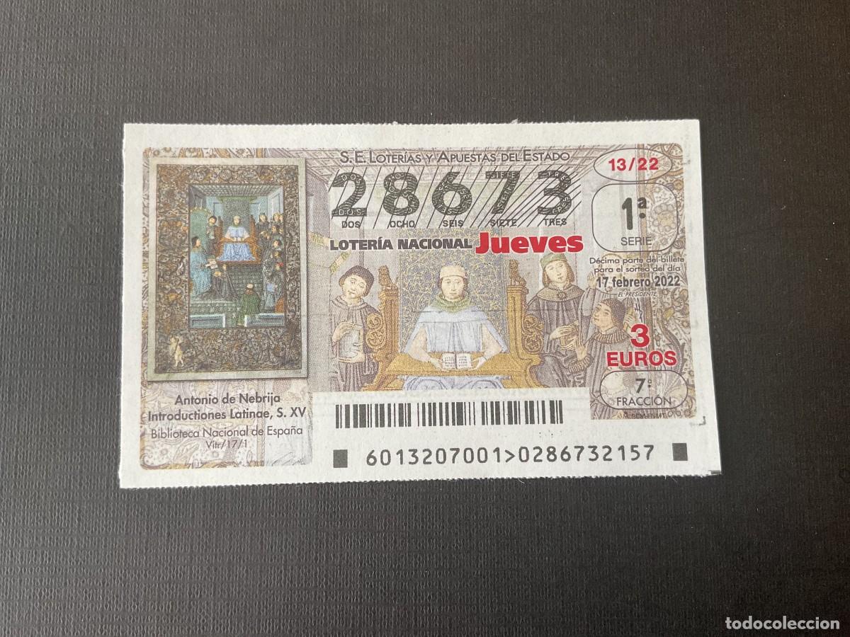 National Spanish Lottery: DECIMO LOTERIA JUEVES N&ordm; 28673 SORTEO 13 A&Ntilde;O 2022