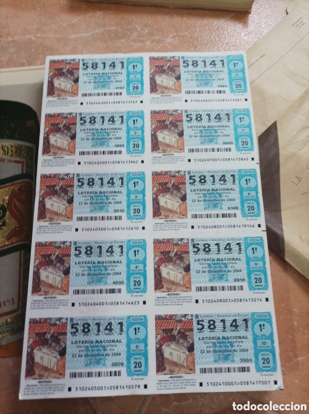 National Spanish Lottery: Loteria 195 billetes del 1 al 195 del 58141, 2004