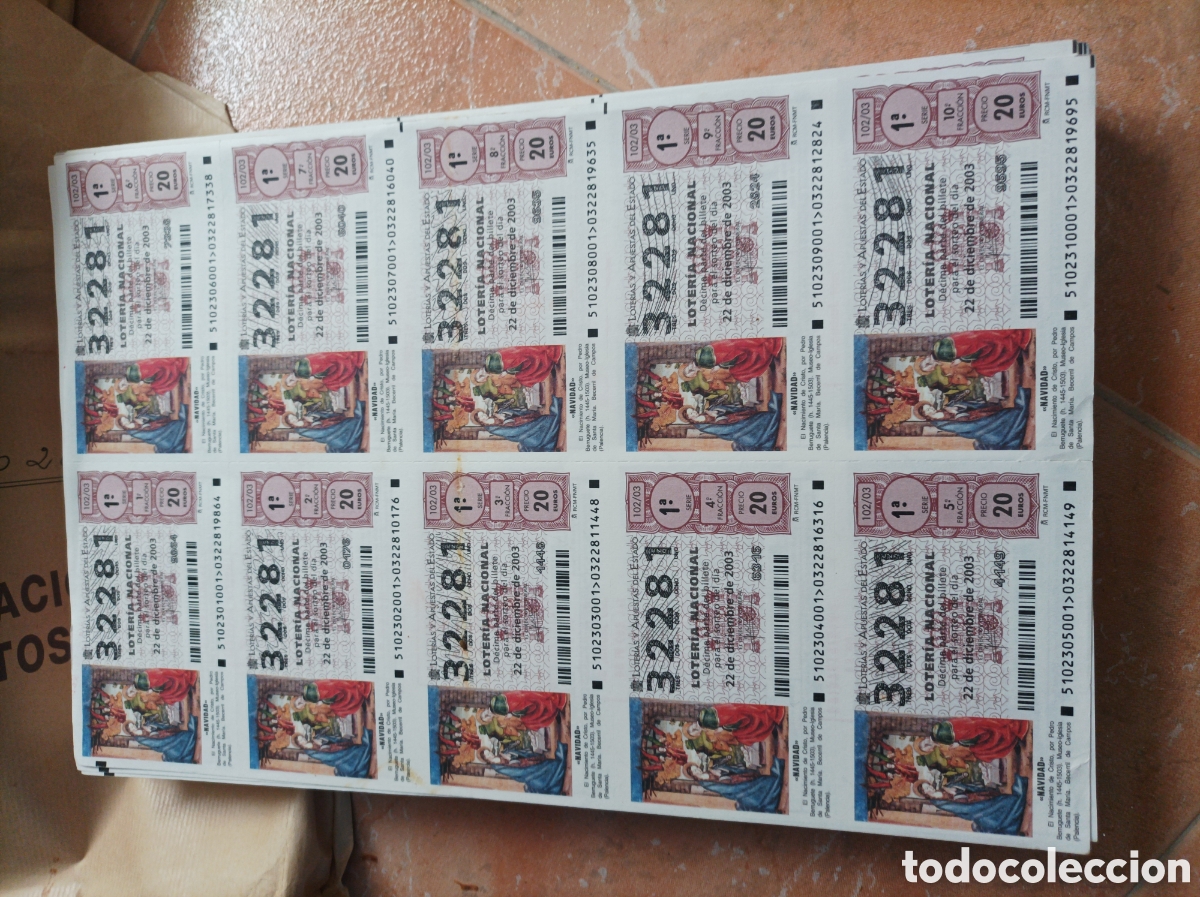 National Spanish Lottery: Loteria 190 billetes del 32281 a&ntilde;o 2003