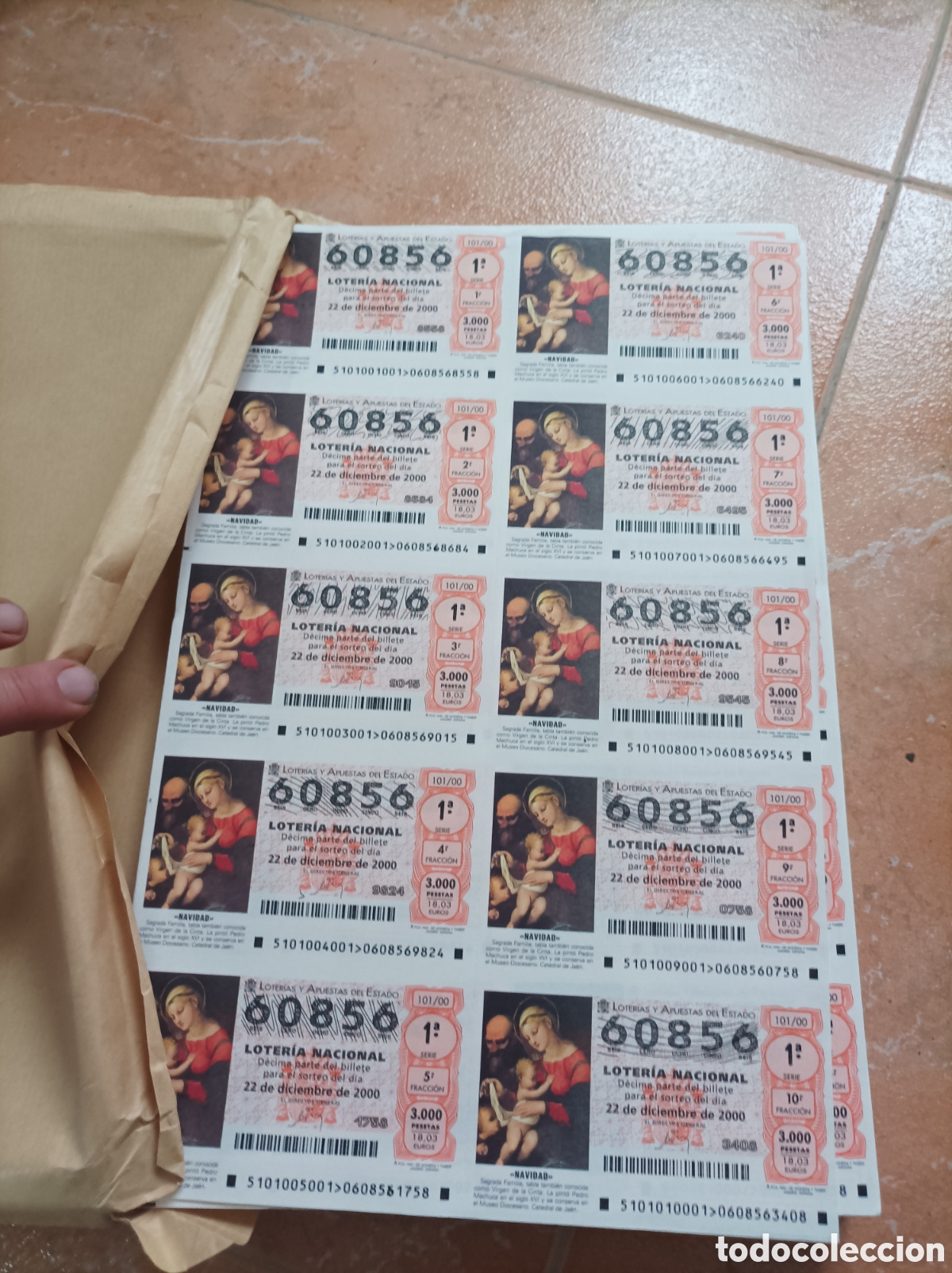 National Spanish Lottery: Loteria 155 billetes del 60856 a&ntilde;o 2000