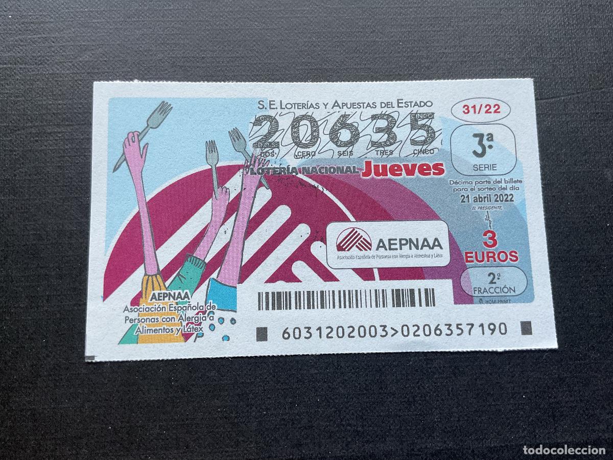 Loterie Nationale: DECIMO LOTERIA JUEVES N&ordm; 20635 SORTEO 31 A&Ntilde;O 2022