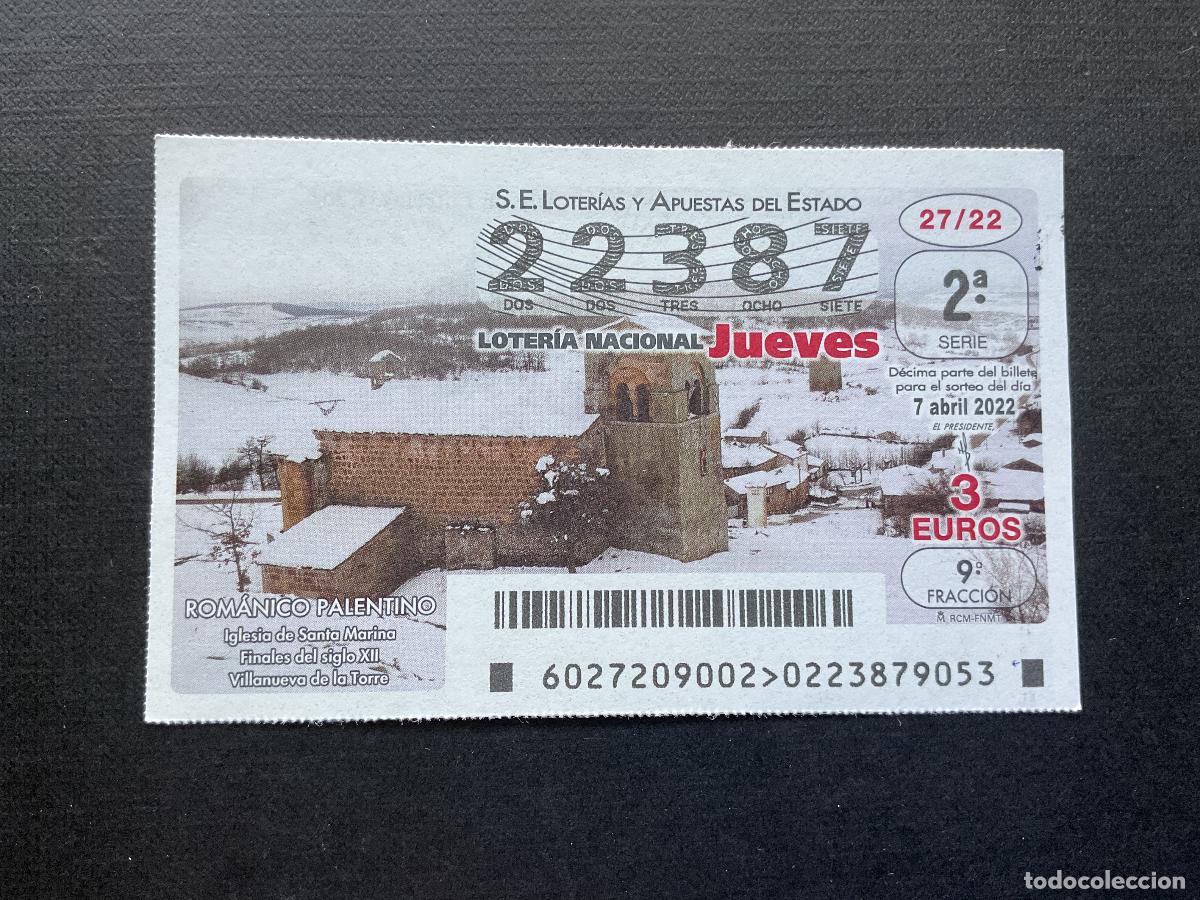 Loterie Nationale: DECIMO LOTERIA JUEVES N&ordm; 22387 SORTEO 27 A&Ntilde;O 2022