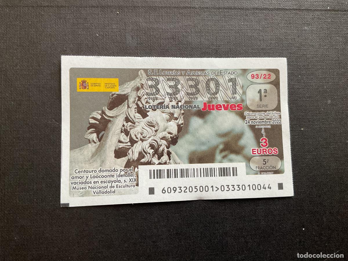 Loterie Nationale: DECIMO LOTERIA JUEVES N&ordm; 33301 SORTEO 93 A&Ntilde;O 2022