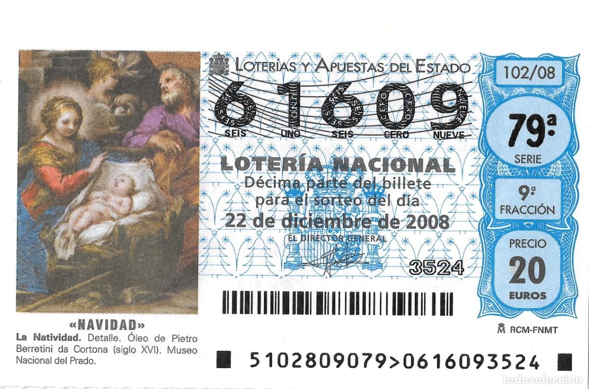Nationale spanische Lotterie: DECIMO DE LOTERIA DE NAVIDAD, EMITIDO PARA EL 22-12-2008