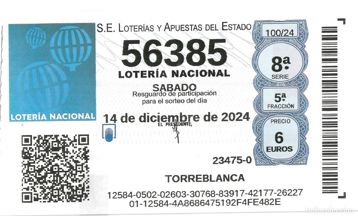 Nationale spanische Lotterie: DECIMO DE LOTERIA PARA EL SABADO 14-12-2024, BOLETO ON LINE