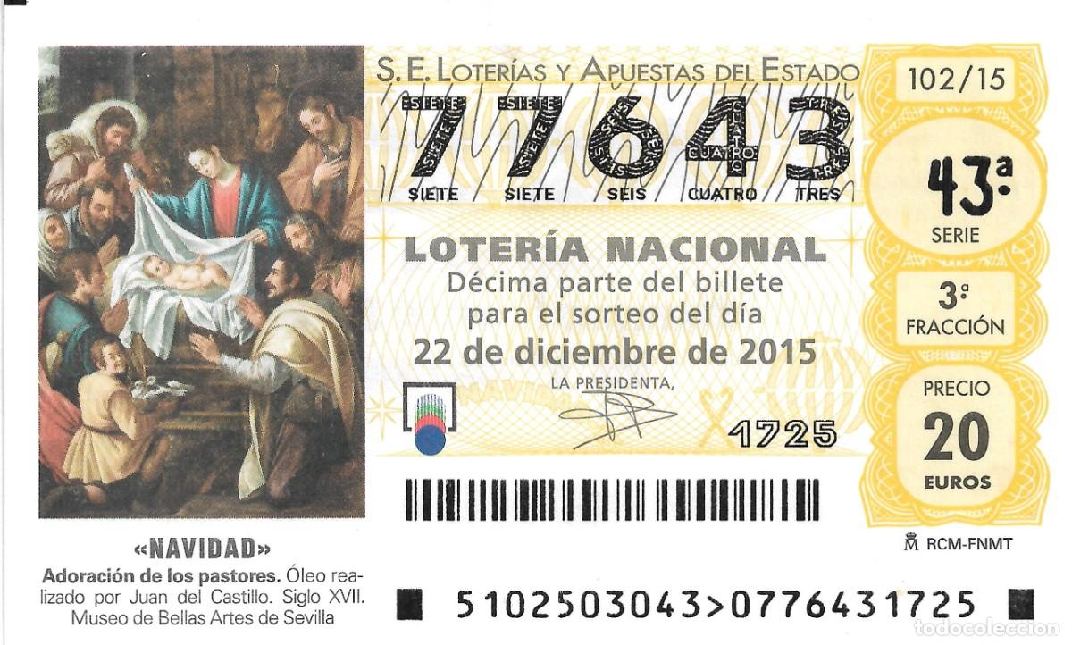 Nationale spanische Lotterie: DECIMO DE LOTERIA DE NAVIDAD, PARA EL 22-12-2015