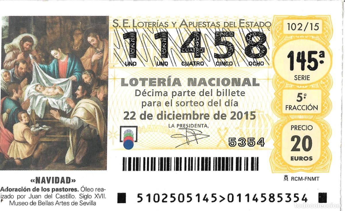 Nationale spanische Lotterie: DECIMO DE LOTERIA DE NAVIDAD, DEL 22-12-2015