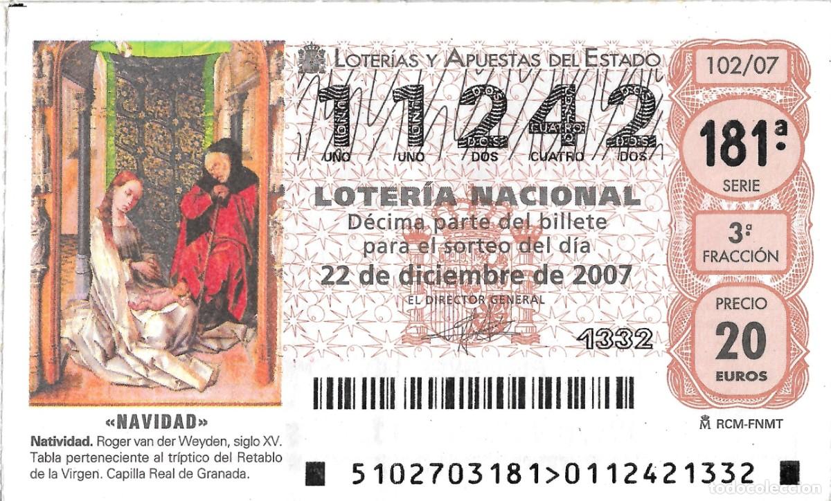 Nationale spanische Lotterie: DECIMO DE LOTERIA DE NAVIDAD, PARA EL 22-12-07