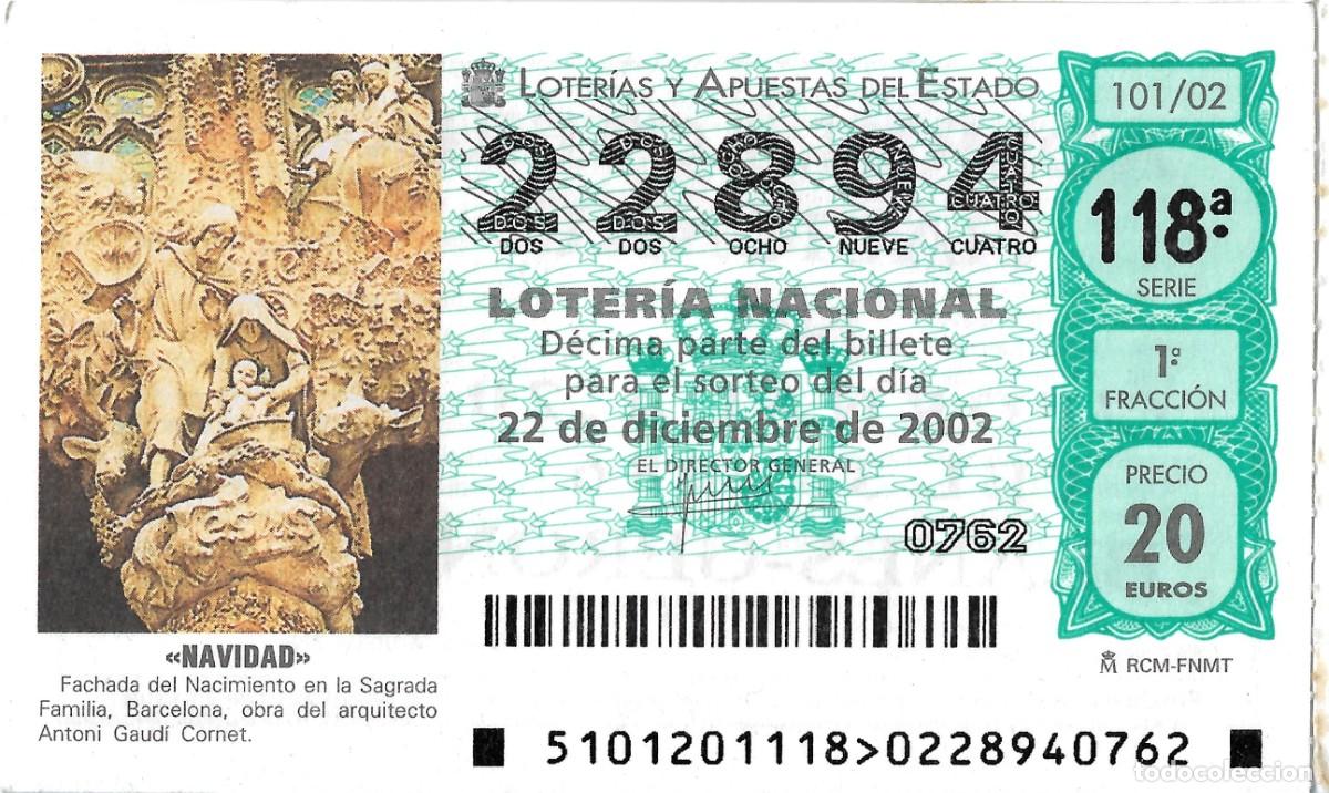 Nationale spanische Lotterie: DECIMO DE LOTERIA DE NAVIDAD PARA EL 22-12-2002