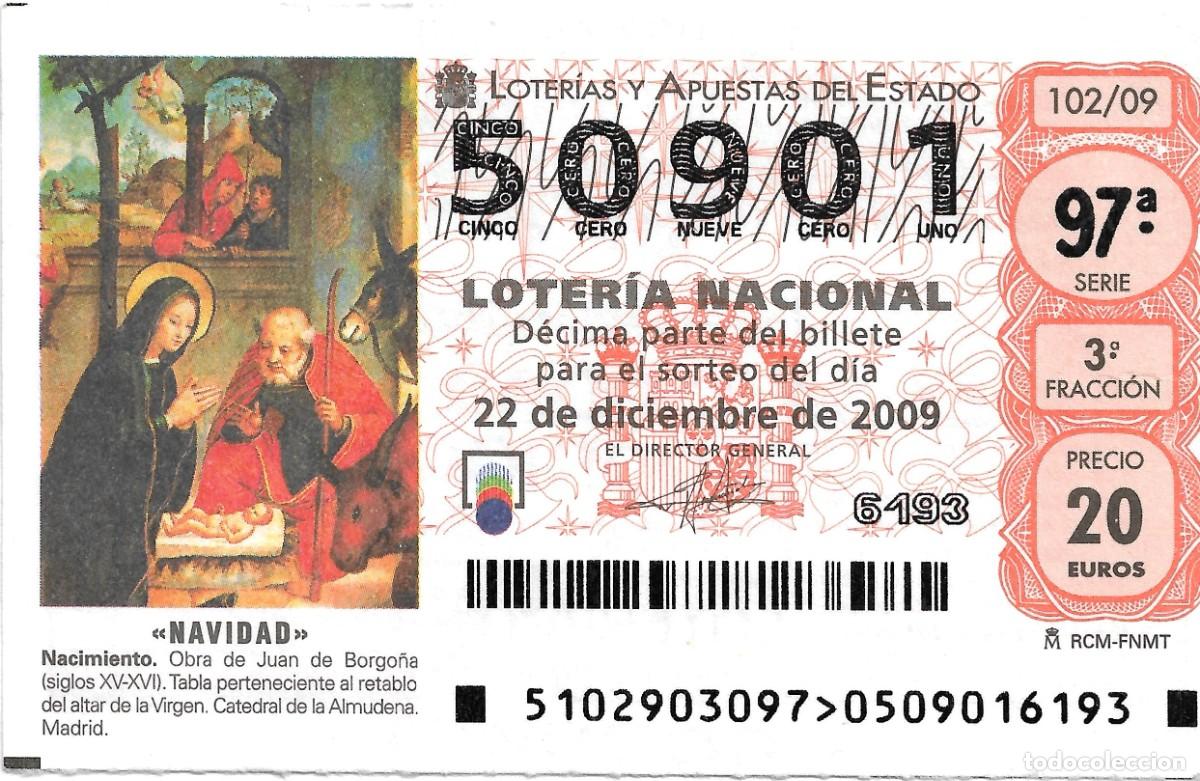 Nationale spanische Lotterie: DECIMO DE LOTERIA DE NAVIDAD, PARA EL 22-12-2009