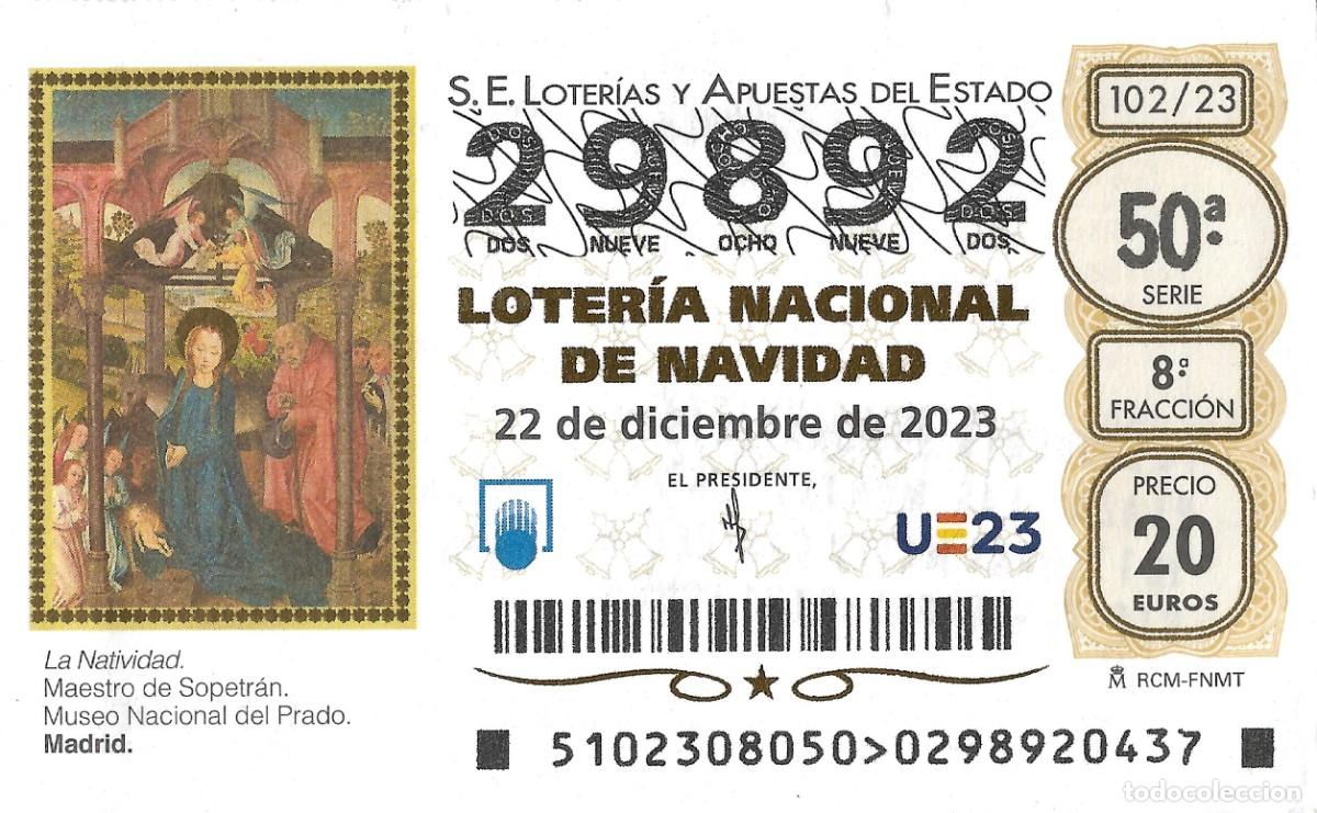 Nationale spanische Lotterie: DECIMO DE LOTERIA DE NAVIDAD, PARA EL 22-12-2023