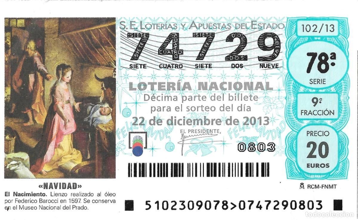 Nationale spanische Lotterie: DECIMO DE LOTERIA DE NAVIDAD, PARA EL 22-12-2013