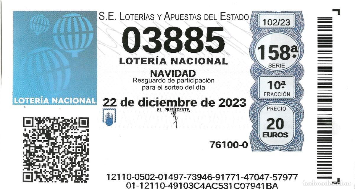 Nationale spanische Lotterie: DECIMO DE LOTERIA DE NAVIDAD PARA EL 22-12-2023 COMPRADO ON LINE