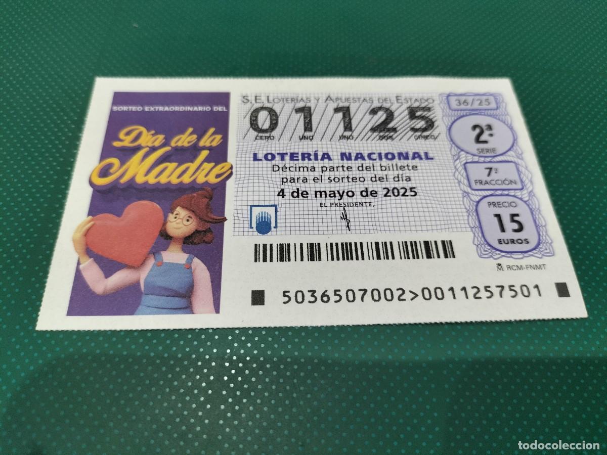 Nationale spanische Lotterie: 1 DECIMO LOTERIA NACIONAL SABADO 4 MAYO 2025 36/25 - DIA DE LA MADRE SORTEO EXTRAORDINARIO