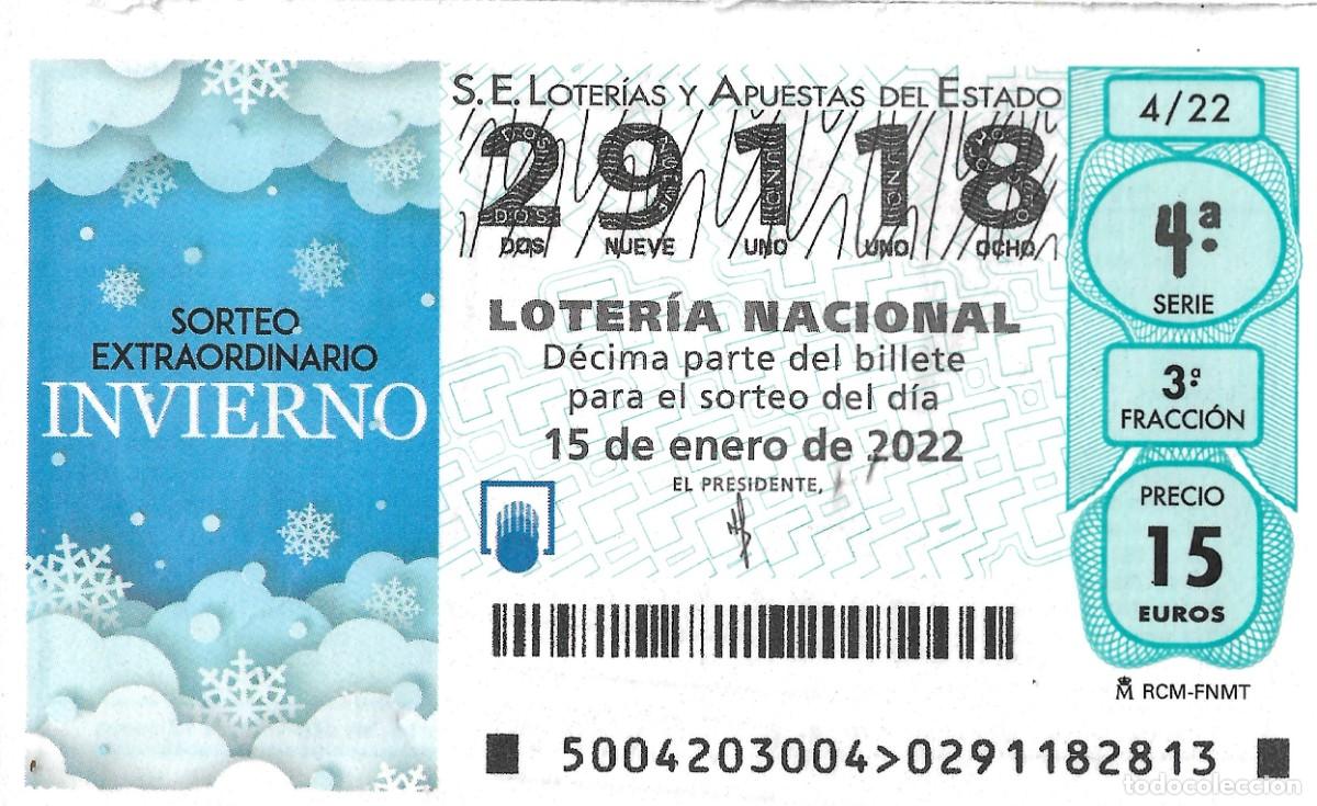 Nationale spanische Lotterie: SORTEO EXTRAORDINARIO DE INVIERNO DEL 15-01-2022,