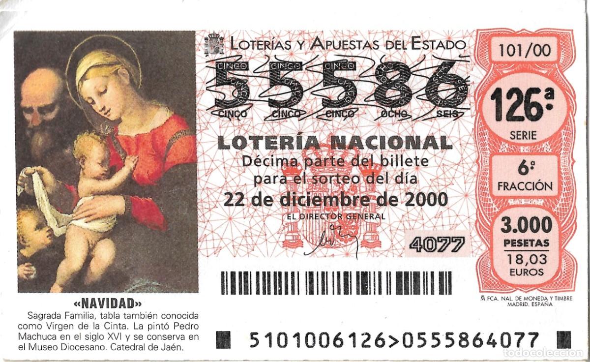 Nationale spanische Lotterie: 2 DECIMOS DE LOTERIA DE NAVIDAD DEL 22-12-2000 FRACCIONES 6,7