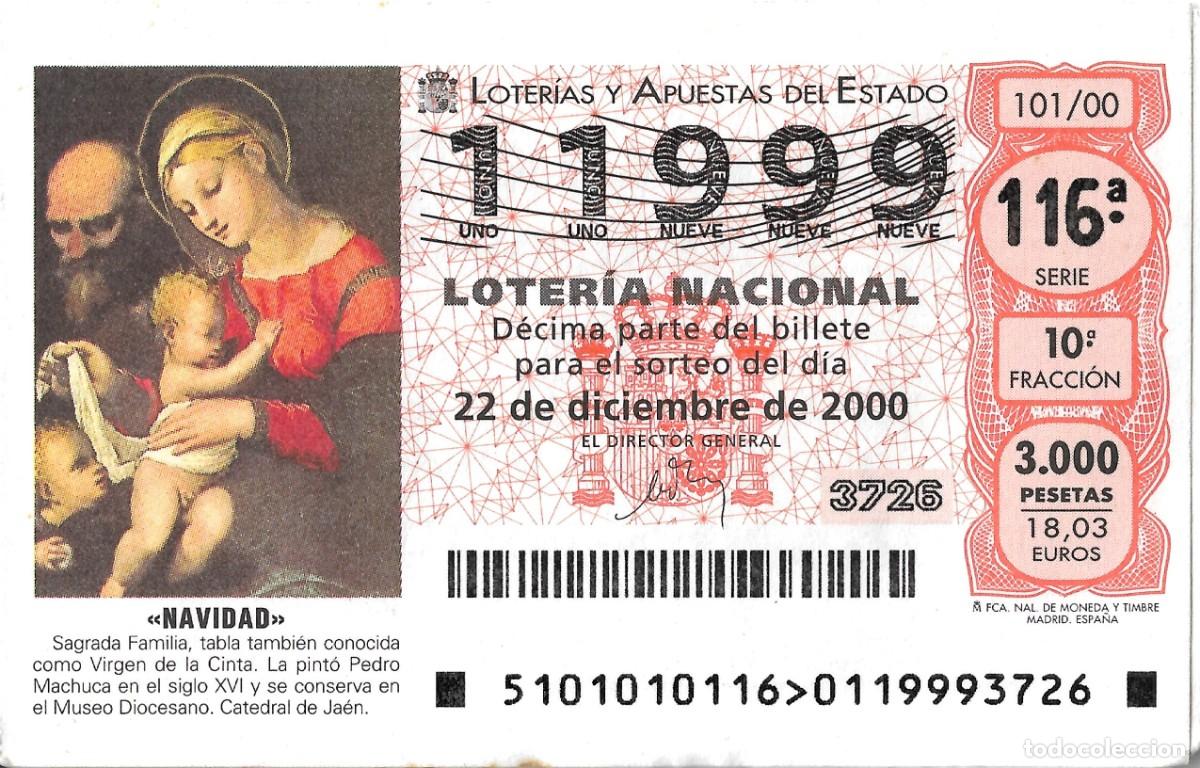 Nationale spanische Lotterie: DECIMO DE LOTERIA DE NAVIDAD DEL 22-12-2000